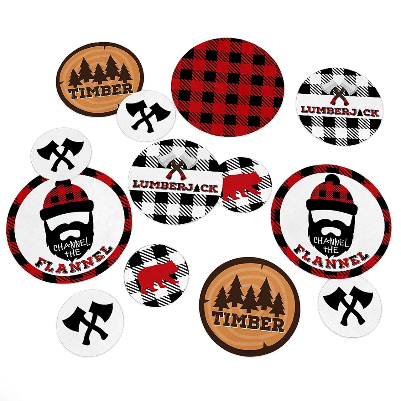 Big Dot of Happiness Lumberjack - Channel the Flannel - Buffalo Plaid Party Giant Circle Confetti - Party Decorations - Large Confetti 27 Count